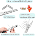 Miniatyrbild 3 av 4: 5 Strips Bird Spikes för duvor Små fåglar, rostfria fågel spikar -inga fler fågelbon & bajs-demonterade broddar null none