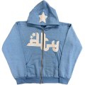 Miniatyrbild 1 av 4: Män Printed huvtröjor Harajuku High Street huvtröjor Y2k Streetwear Hip Hop Gothic Zip Up Loose Jacka Kappor SKYBLUE XL