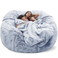 Miniatyrbild 1 av 5: Lazy Sofa Bean Bag konstgjord päls Bean Bag (endast bönor) snow blue 135 x 65cm
