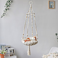 Miniatyrbild 2 av 4: Macrame Cat Hängmatta Hängande Husdjurssäng Boho Gungbo Vävd kattkorg Hemdkor null none