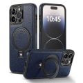Miniatyrbild 1 av 5: Magsafe- case kompatibelt med Iphone 15 Pro Max, Pu-läder stötsäkert cover med stöd Blue For iPhone 15 Pro Max