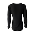 Miniatyrbild 3 av 5: Kvinnors höst-/vintermode V-ringad print Långärmad Casual Lös T-shirt Plus Size Black M