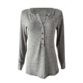 Miniatyrbild 2 av 5: Kvinnors höst-/vintermode V-ringad print Långärmad Casual Lös T-shirt Plus Size Grey M