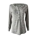 Miniatyrbild 2 av 5: Kvinnors höst-/vintermode V-ringad print Långärmad Casual Lös T-shirt Plus Size Grey XL