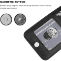 Miniatyrbild 5 av 5: Flip Premium Läder Magnetlås Heavy Duty Case För Iphone 15 Pro Max/15 Ultra Med Kickstand Black