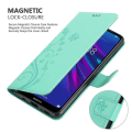 Miniatyrbild 6 av 6: Huawei Y6 2019 Sleeve Cover Case Case - med blommönster och stativfunktion och kortplats FLORAL TURQUOISE Y6 2019