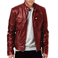 Miniatyrbild 4 av 5: Svart/brun/khaki/röd skinnjacka Mjuk casual Fritidskläder Kappa för kontor i sovrummet Red 4XL
