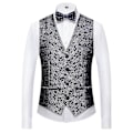 Miniatyrbild 3 av 5: Schan Herr 3-delade kostymer Sjal Lapel Enknapps Smoking Blazer Västbyxor Set För Bröllop Sliver M