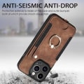 Miniatyrbild 4 av 5: Plånbok Rfid Kreditkortshållare Ring Stativ Phone case För Iphone 15 Pro/15 Pro Max 15 Ultra Med handledsrem Brown iPhone 15 Pro Max