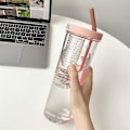Miniatyrbild 4 av 4: Drickskopp med sugrör och lock, resekopp för lemonad, smoothie & juice, återanvändbar 700 ml plastgul yellow