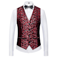 Miniatyrbild 3 av 5: Schan Herr 3-delade kostymer Sjal Lapel Enknapps Smoking Blazer Västbyxor Set För Bröllop Red S