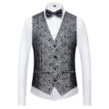 Miniatyrbild 3 av 5: Schan Herr 3-delade kostymer Sjal Lapel Enknapps Smoking Blazer Västbyxor Set För Bröllop Sliver L