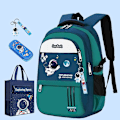 Miniatyrbild 1 av 5: Vattentät barnryggsäck pojkar flickor grundskoleväska ortopedisk barnryggsäck med stor kapacitet mochila infantil Green set none