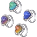 Miniatyrbild 1 av 5: 4st Mood Rings För Ring Flickor Barn Pojkar Bulk Kvinnor- Hjärtform Justerbar Kreativ Mode Mood Ringar Fingerringar Färgbyte Ringar B none
