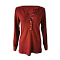 Miniatyrbild 2 av 5: Kvinnors höst-/vintermode V-ringad print Långärmad Casual Lös T-shirt Plus Size Burgundy M
