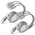 Miniatyrbild 1 av 5: Infällbar Multi USB -laddarkabel - Universal 3-i-1-adapter för telefoner och surfplattor null none