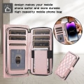 Miniatyrbild 4 av 5: Crossbody dragkedja case kompatibel med Iphone 15 Pro Max, Pu läder stötsäkert cover med korthållare och rem Red For iPhone 15 Pro Max