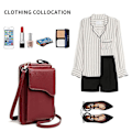 Miniatyrbild 4 av 4: Liten axelväska i läder, Crossbody-väska Mobilplånbok Plånbok Dam Lättvikts Crossbody-väska, röd null none
