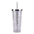 Miniatyrbild 1 av 5: 700 ml dubbellagers plastmugg, enkel genomskinlig glitterhalmkopp med paljetter, vattenkopp med stor kapacitet style1
