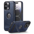 Miniatyrbild 1 av 4: Logo View case kompatibelt med Iphone 15 Pro Max, Pu-läder stötsäkert cover med osynligt stativ Blue For iPhone 15 Pro Max