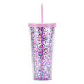 Miniatyrbild 1 av 5: 700 ml dubbellagers plastmugg, enkel genomskinlig glitterhalmkopp med paljetter, vattenkopp med stor kapacitet style2