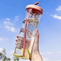 Miniatyrbild 3 av 4: Drickskopp med sugrör och lock, resekopp för lemonad, smoothie & juice, återanvändbar 700 ml plastgul yellow