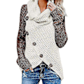 Miniatyrbild 1 av 2: Vinter Lös Turtleneck Tröja Långärmad Knapp Casual Pullover För Kvinnor Apricot and Brown M