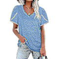 Miniatyrbild 2 av 2: 2023 kortärmad t-shirt för kvinnor Casual lös rund halsad topp Mode som andas sommarkläder Nytt Blue M