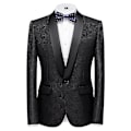 Miniatyrbild 2 av 5: Schan Herr 3-delade kostymer Sjal Lapel Enknapps Smoking Blazer Västbyxor Set För Bröllop Black M