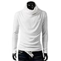 Miniatyrbild 1 av 2: Män Solid Turtle Neck Långärmad Casual Vinter Höst Comfy Loose Pullover Tops White XL