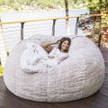 Miniatyrbild 1 av 5: Lazy Sofa Bean Bag konstgjord päls Bean Bag (endast bönor) White 150x75cm