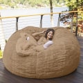 Miniatyrbild 1 av 5: Lazy Sofa Bean Bag konstgjord päls Bean Bag (endast bönor) Khaki 135 x 65cm