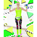Miniatyrbild 4 av 5: 7 st 80-tals träningskostym 80- set 80-tals 90-tals Leotard Legging Pannband Armband Benvärmare Örhängen Fanny Pack Bright Neon XX-Large