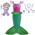 Miniatyrbild 1 av 3: Disney Lilla Sjöjungfrun Ariel Prinsessklänning Barnklänning För Flickor Cosplay Barn Karneval Födelsedagsfestkläder Sjöjungfrudräkt V 6T(size 130) 10pcs Mermaid Sets