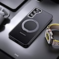 Miniatyrbild 2 av 5: För Samsung Galaxy S23+ Ring Kickstand Case Kompatibel med Magsafe, Tpu+akryl+zinklegering Matt cover Black