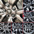 Miniatyrbild 6 av 6: Tesla Model 3 YSX Center Cap Hjul Cap Kit Lugg Mutter Cover Silver Matt (4 Nav Center Cap + 20 Lug Mutter Cover) Tesla Tillbehör red