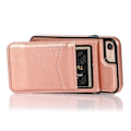 Miniatyrbild 4 av 5: För Iphone 7 / 8 / Se (2020) / Se (2022) Korthållare Phone case Kickstand Pu Läder + Tpu cover Rose Gold