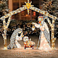 Miniatyrbild 1 av 3: Kongque - Upplyst julkrubba utomhus, julens heliga familjegårdsdekoration, julkrubba för jul utomhus, påskdekorationer Lig null none