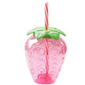 Miniatyrbild 3 av 3: 17 oz jordgubbsformad Kawaii-kopp med sugrör för Boba-te, Pp Söta koppar med lock och sugrör, Kawaii-tekoppflaska null none