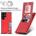 Miniatyrbild 4 av 4: Case i läder för Samsung Galaxy S23 Ultra/ S23+/ S23 med halsrem & stativ & dragkedja Red for S23 Plus