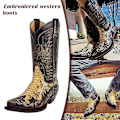 Miniatyrbild 5 av 5: Python Western Boot Colorblock Broderi Män Stövlar Mode Moderna Skor 44