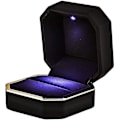 Miniatyrbild 1 av 4: Ring Box Case Med Led Ljus Fyrkantig Svart Smycken Display Presentask För Förslag Förlovning Bröllop null none