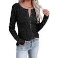 Miniatyrbild 4 av 5: Kvinnors höst-/vintermode V-ringad print Långärmad Casual Lös T-shirt Plus Size Black 2XL