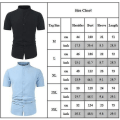 Miniatyrbild 2 av 2: Ståkrage för män Button Down-skjortor Kortärmad bomull Linnelook Strand Casual Snygg sommarskjorta Toppar Black XL