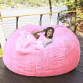 Miniatyrbild 1 av 5: Lazy Sofa Bean Bag konstgjord päls Bean Bag (endast bönor) pink 135 x 65cm