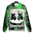 Miniatyrbild 2 av 2: Barn Marshmello Neon Dj 3d-tryckt Hoodies Sweatshirt Coat Pullover Green 150cm (8-9Years)