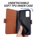 Miniatyrbild 2 av 5: Cover i äkta nötskinn till Samsung Galaxy A53 5g Litchi Texture Stand Phone case Light Brown