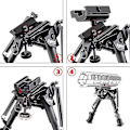 Miniatyrbild 5 av 5: 6-9 tums kolfiber taktisk bipod, fjäderrecoil bipod med remfäste och 20 mm Picatinny Weaver-skena null none