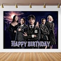 Miniatyrbild 3 av 5: Onsdag Addams Födelsedagsfest Dekoration Barn Dusch Pojkar Flickor Serviser Tillbehör Kopp Duk Nummer Ballong Tårta Bakgrund 18cps set-10 none