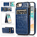Miniatyrbild 1 av 5: För Iphone 7 / 8 / Se (2020) / Se (2022) Korthållare Phone case Kickstand Pu Läder + Tpu cover Dark Blue